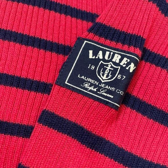 RALPH LAUREN Ribbed Nautical Stripe Boatneck Bateau Long Sleeve Cotton Shirt Top - Picture 5 of 16